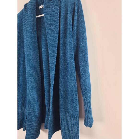 Seven7 Chenille Cardigan S Womens Blue Long Sleeve Open Front Super Soft - Picture 2 of 6